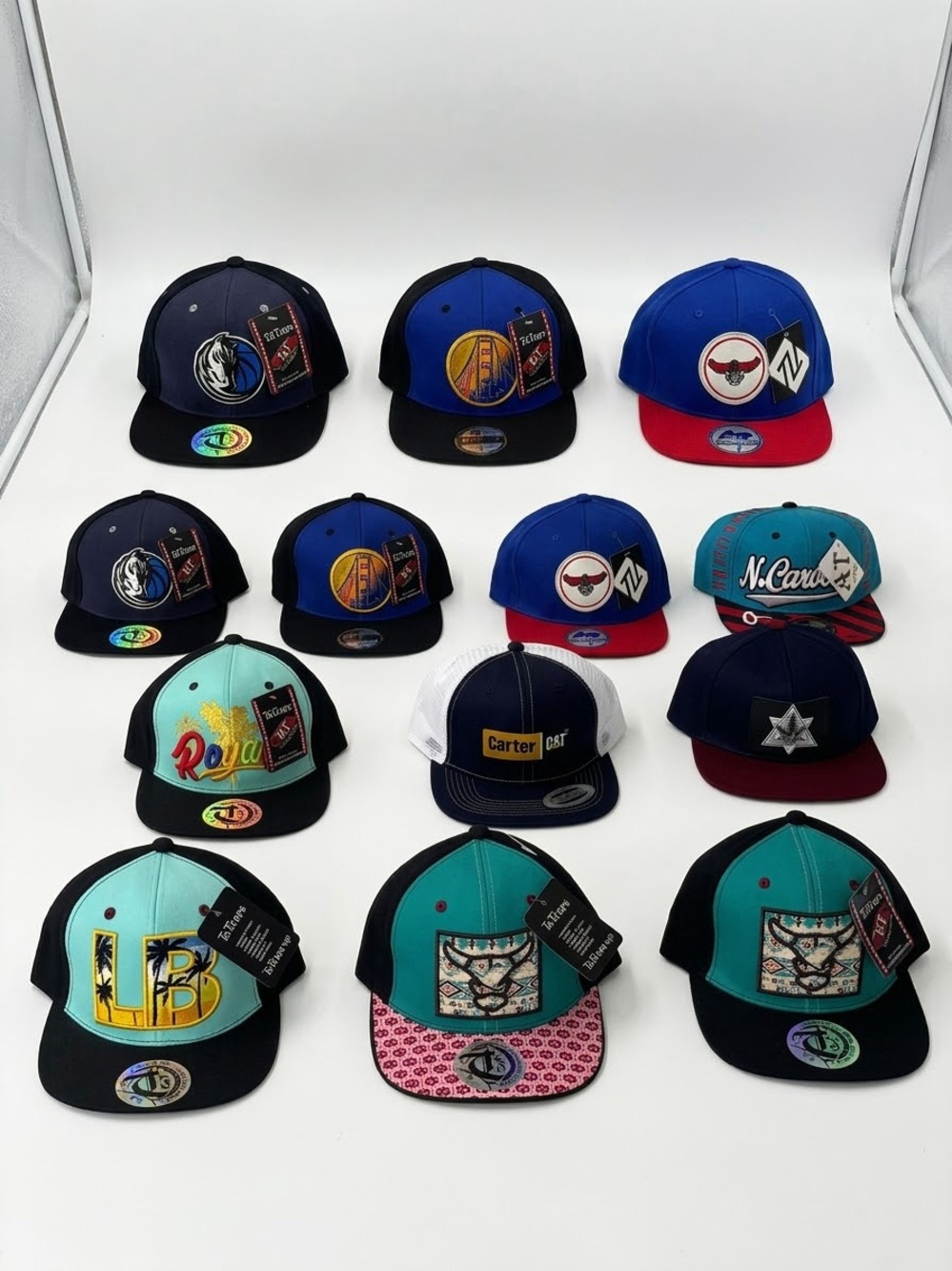 Assorted Men's Snapback Hat - Blue, Teal, Navy Color Options